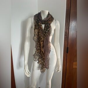 LONG - Leopard Print Sheer Scarf